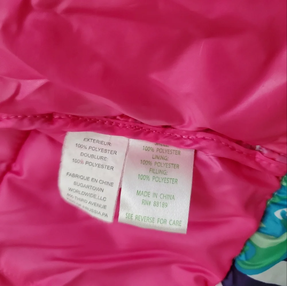Lilly Pulitzer Mini Kate Puffer Jacket in Paradisio Resort White szXL (12-14)